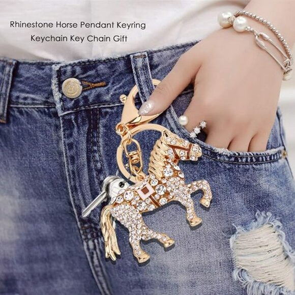 Horse Keychain Rhinestone Bling Purse Charms for Handbags - Picture 2 of 2